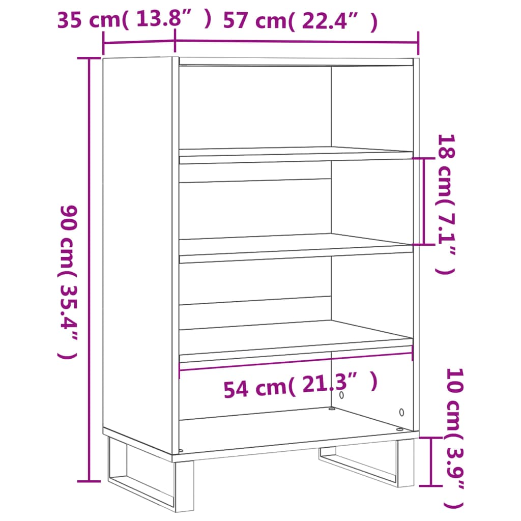 Credenza Rovere Sonoma 57x35x90 cm in Legno Multistrato - homemem39