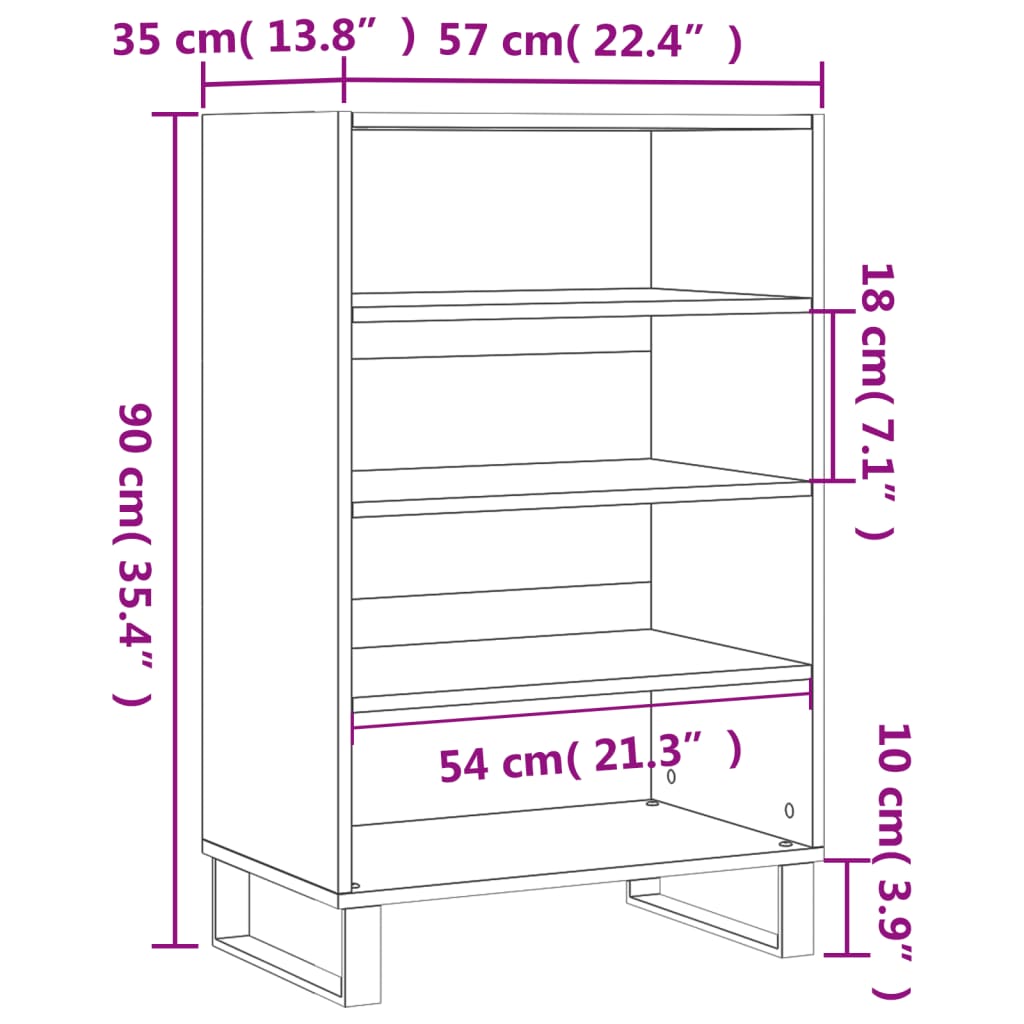 Credenza Rovere Fumo 57x35x90 cm in Legno Multistrato - homemem39