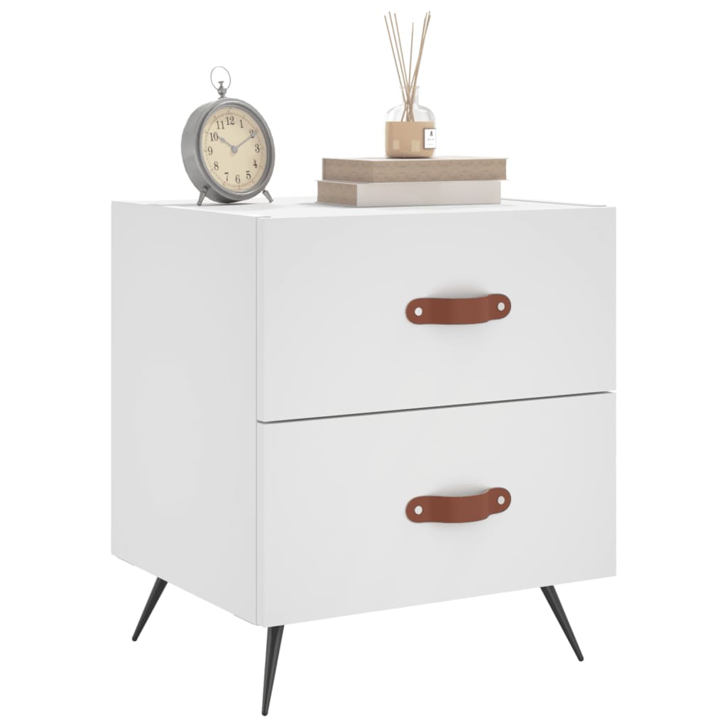 Comodino Bianco 40x35x47,5 cm in Legno Multistrato - homemem39