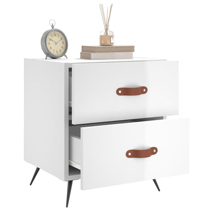 Comodini 2 pz Bianco Lucido 40x35x47,5 cm in Legno Multistrato - homemem39