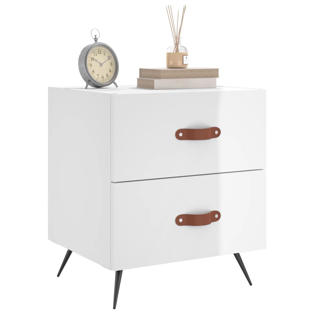 Comodini 2 pz Bianco Lucido 40x35x47,5 cm in Legno Multistrato - homemem39