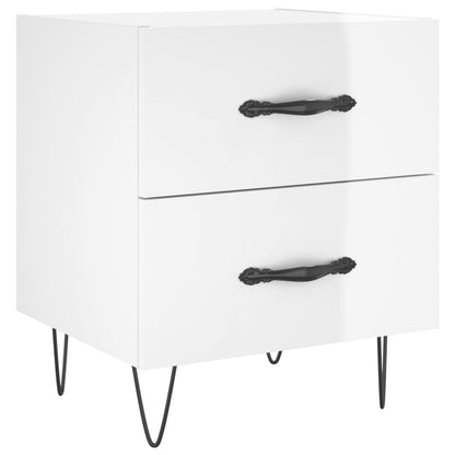 Comodino Bianco Lucido 40x35x47,5 cm in Legno Multistrato - homemem39