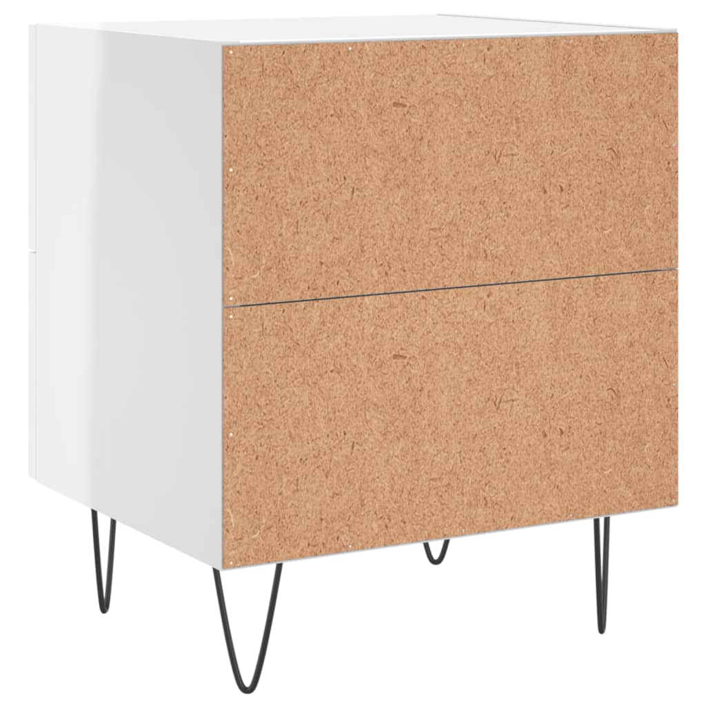 Comodino Bianco Lucido 40x35x47,5 cm in Legno Multistrato - homemem39