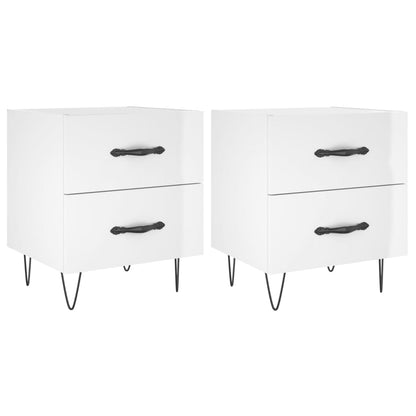 Comodini 2 pz Bianco Lucido 40x35x47,5 cm in Legno Multistrato - homemem39