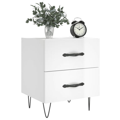 Comodini 2 pz Bianco Lucido 40x35x47,5 cm in Legno Multistrato - homemem39