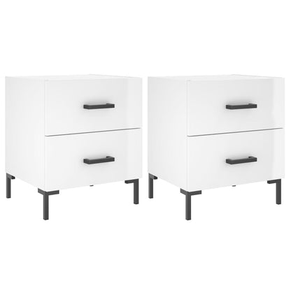 Comodini 2 pz Bianco Lucido 40x35x47,5 cm in Legno Multistrato - homemem39