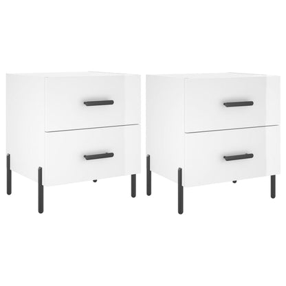 Comodini 2 pz Bianco Lucido 40x35x47,5 cm in Legno Multistrato - homemem39