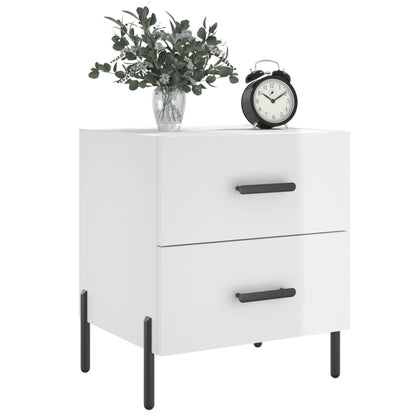 Comodini 2 pz Bianco Lucido 40x35x47,5 cm in Legno Multistrato - homemem39