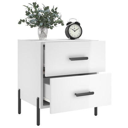 Comodini 2 pz Bianco Lucido 40x35x47,5 cm in Legno Multistrato - homemem39