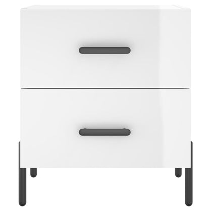 Comodini 2 pz Bianco Lucido 40x35x47,5 cm in Legno Multistrato - homemem39