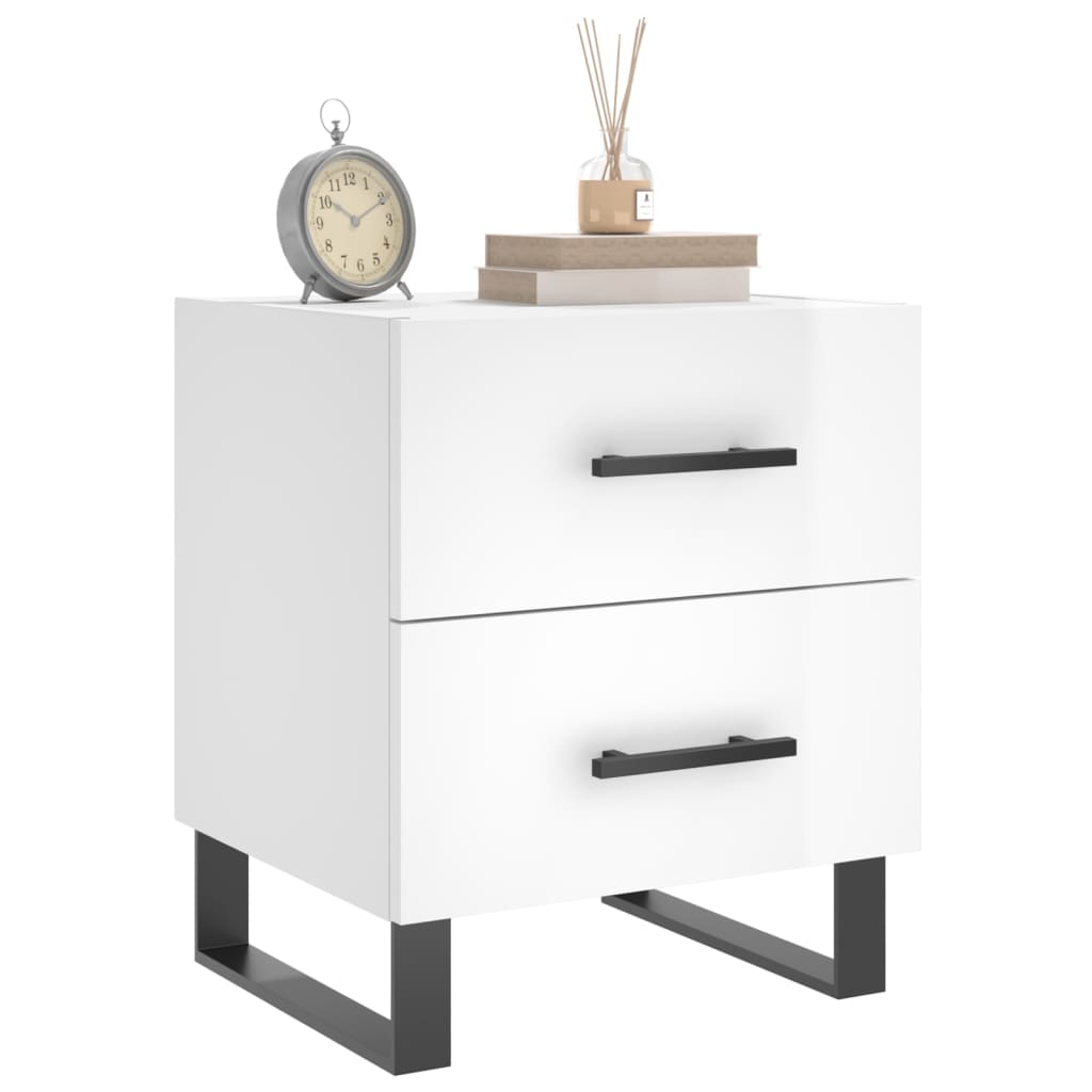 Comodini 2 pz Bianco Lucido 40x35x47,5 cm in Legno Multistrato - homemem39