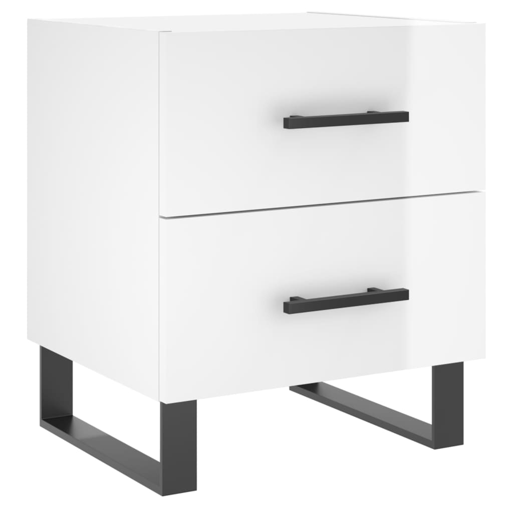 Comodini 2 pz Bianco Lucido 40x35x47,5 cm in Legno Multistrato - homemem39