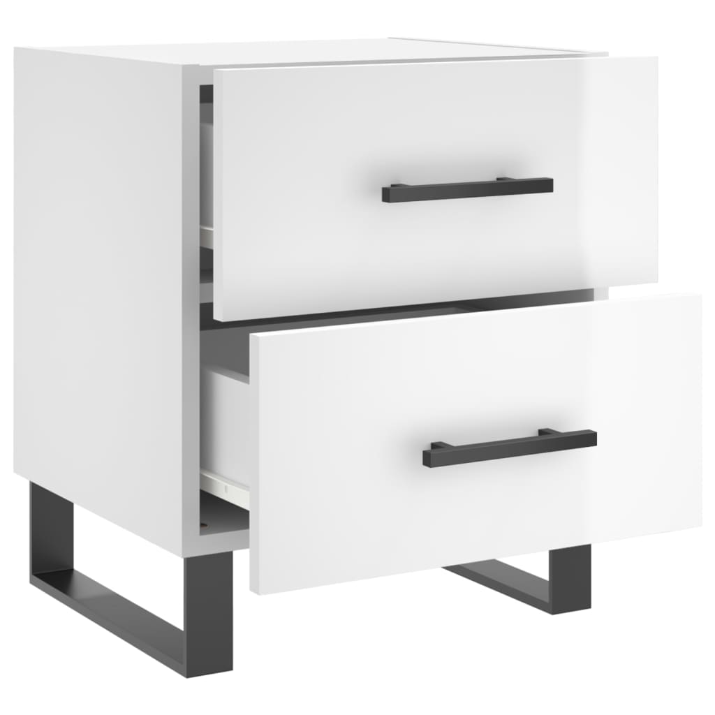 Comodini 2 pz Bianco Lucido 40x35x47,5 cm in Legno Multistrato - homemem39