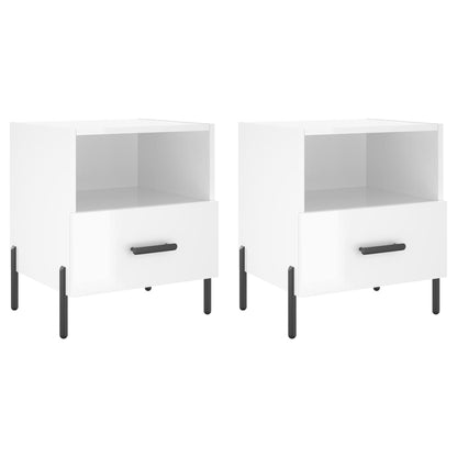 Comodini 2 pz Bianco Lucido 40x35x47,5 cm in Legno Multistrato - homemem39