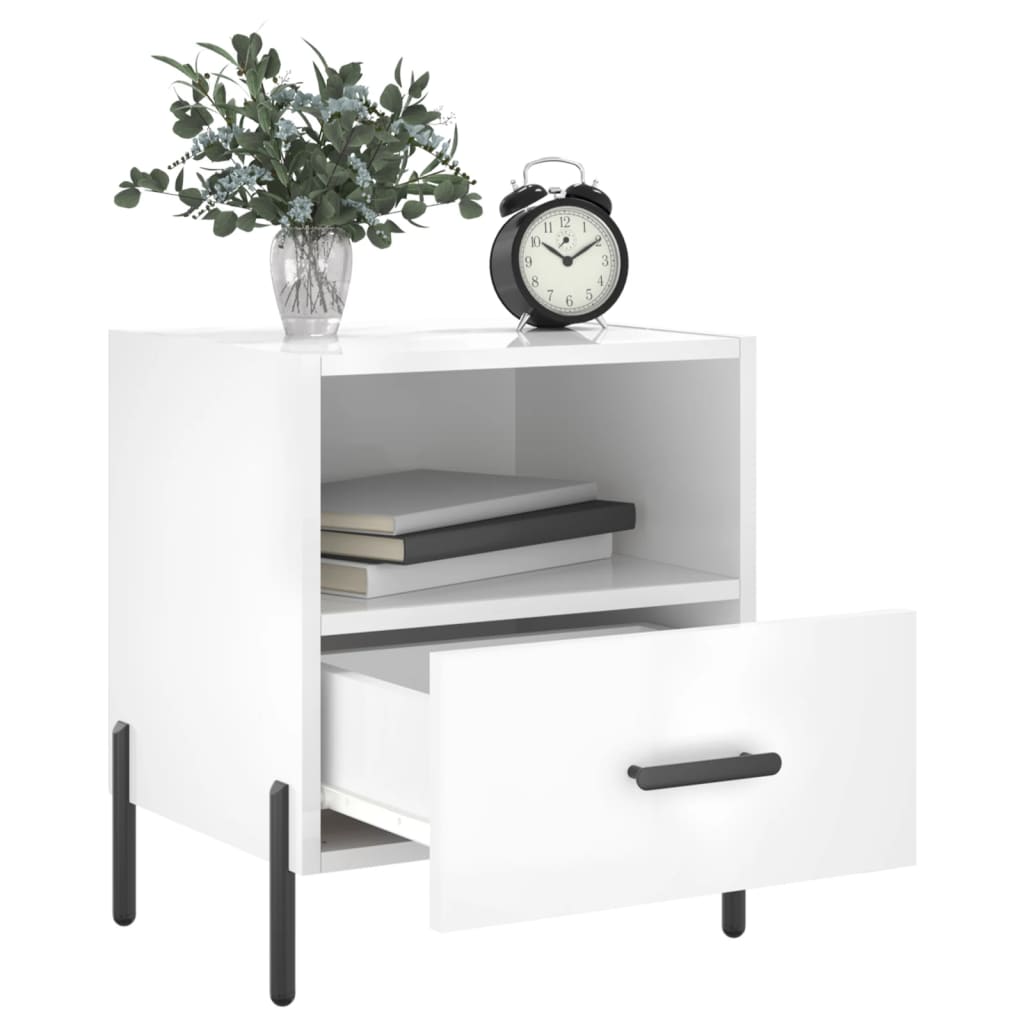 Comodini 2 pz Bianco Lucido 40x35x47,5 cm in Legno Multistrato - homemem39