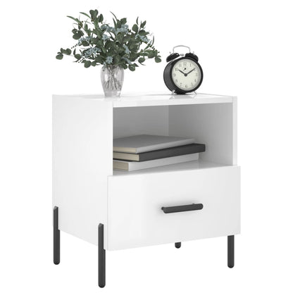 Comodini 2 pz Bianco Lucido 40x35x47,5 cm in Legno Multistrato - homemem39