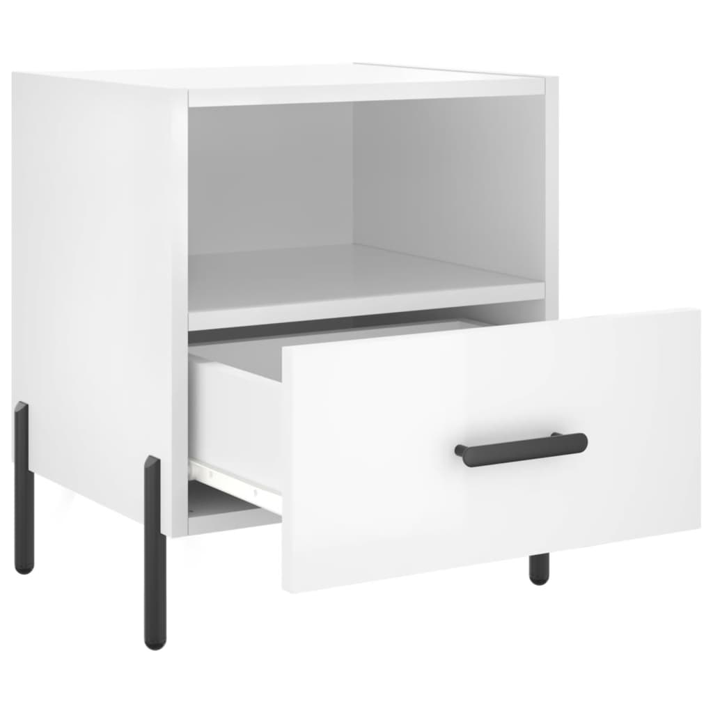 Comodini 2 pz Bianco Lucido 40x35x47,5 cm in Legno Multistrato - homemem39