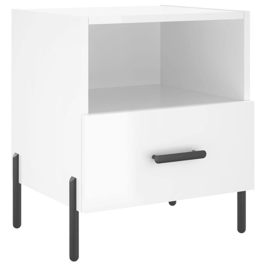 Comodini 2 pz Bianco Lucido 40x35x47,5 cm in Legno Multistrato - homemem39