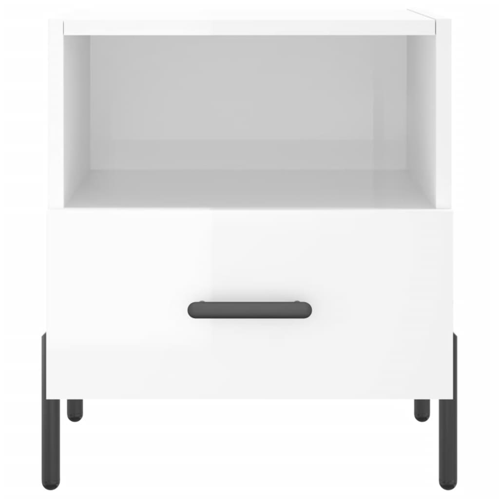 Comodini 2 pz Bianco Lucido 40x35x47,5 cm in Legno Multistrato - homemem39