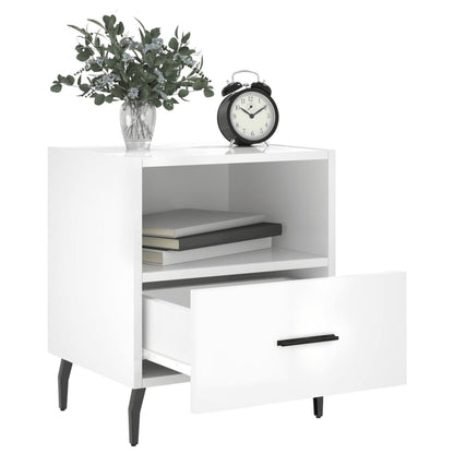 Comodini 2 pz Bianco Lucido 40x35x47,5 cm in Legno Multistrato - homemem39