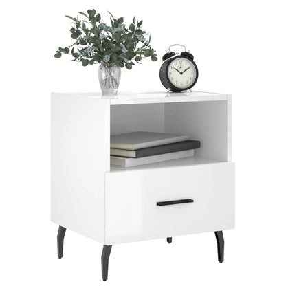 Comodini 2 pz Bianco Lucido 40x35x47,5 cm in Legno Multistrato - homemem39