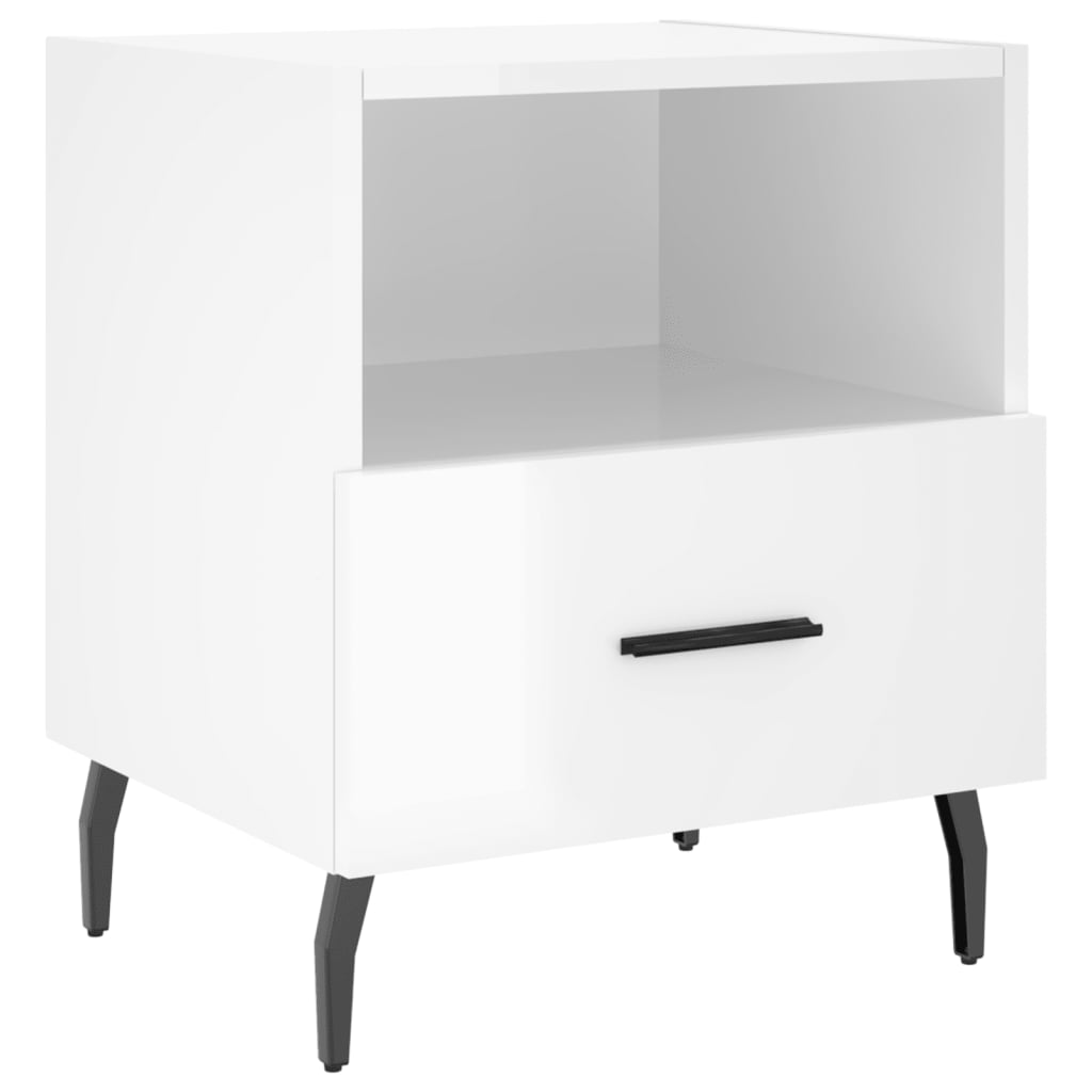 Comodini 2 pz Bianco Lucido 40x35x47,5 cm in Legno Multistrato - homemem39