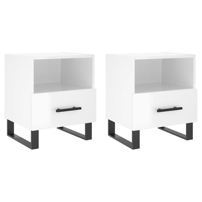 Comodini 2 pz Bianco Lucido 40x35x47,5 cm in Legno Multistrato - homemem39