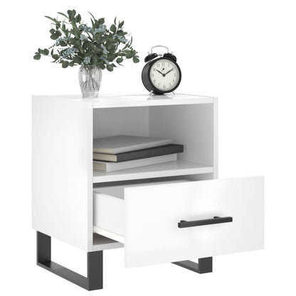 Comodini 2 pz Bianco Lucido 40x35x47,5 cm in Legno Multistrato - homemem39