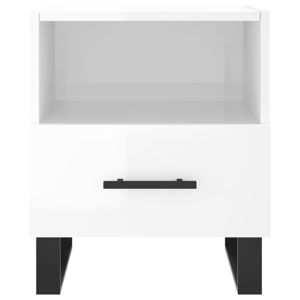 Comodini 2 pz Bianco Lucido 40x35x47,5 cm in Legno Multistrato - homemem39