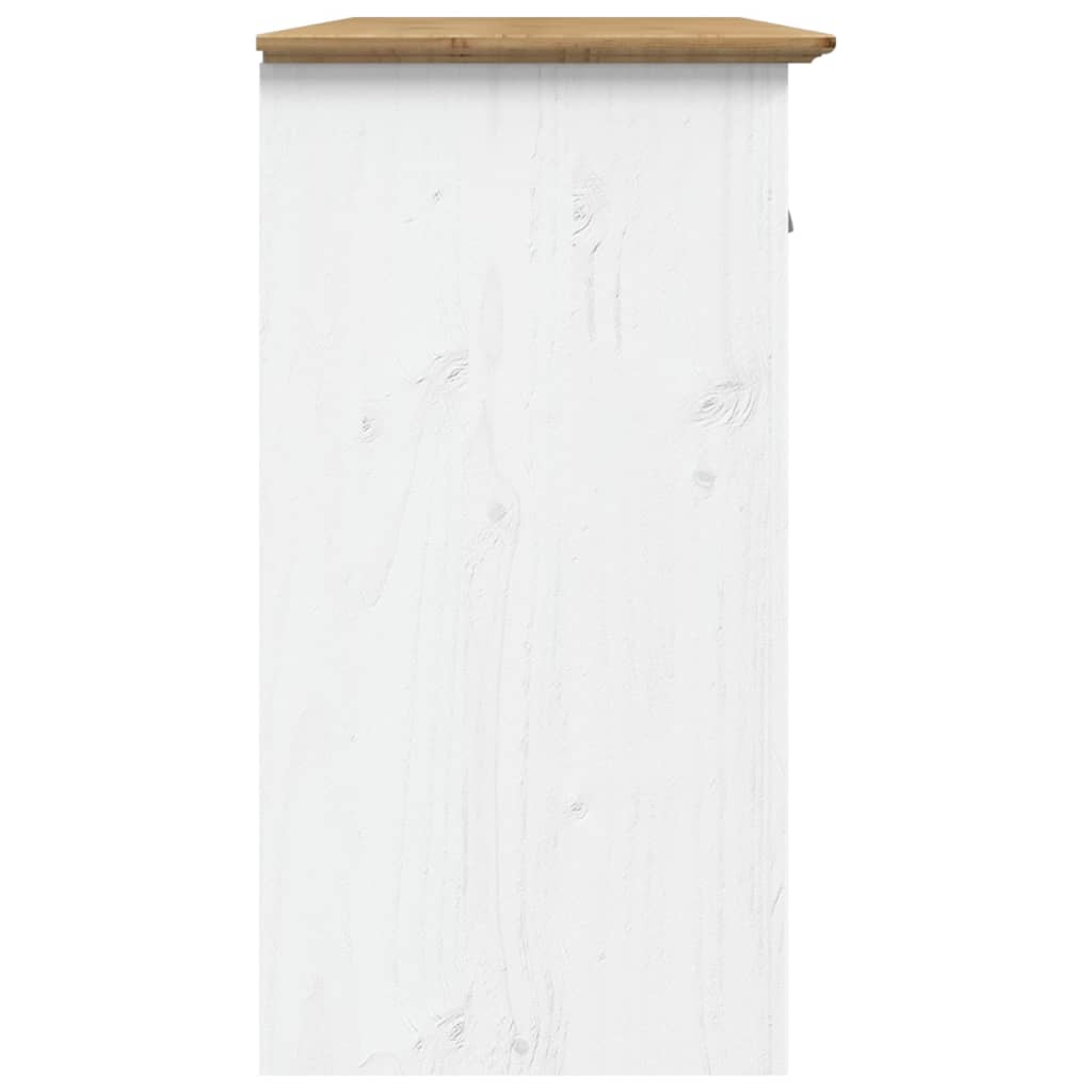 Credenza BODO 115x43x79,5 cm Legno Massello Pino Bianco Marrone - homemem39