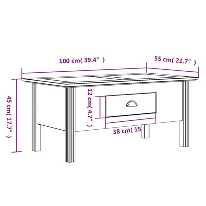 Tavolino da Salotto BODO 100x55x45cm Legno Massello Pino Bianco - homemem39