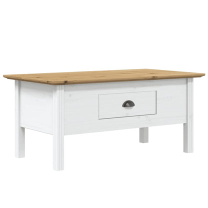 Tavolino BODO 100x55x45 cm Legno Massello Pino Bianco e Marrone - homemem39