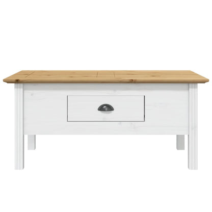 Tavolino BODO 100x55x45 cm Legno Massello Pino Bianco e Marrone - homemem39