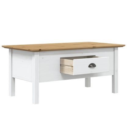 Tavolino BODO 100x55x45 cm Legno Massello Pino Bianco e Marrone - homemem39