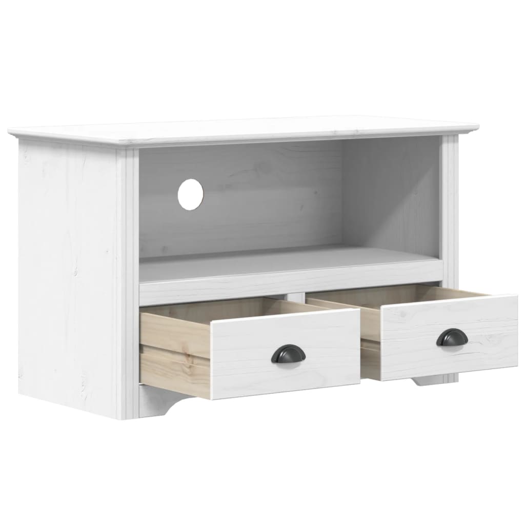 Mobile TV 2 Cassetti BODO 91x43x56cm Legno Massello Pino Bianco - homemem39