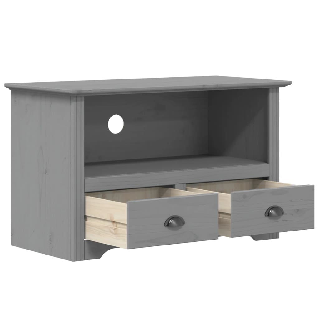 Mobile TV 2 Cassetti BODO 91x43x56cm Legno Massello Pino Grigio - homemem39