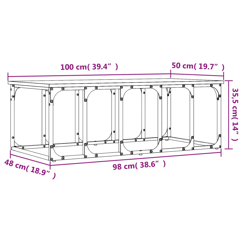 Tavolino da Salotto Nero 100x50x35,5 cm in Legno Multistrato - homemem39