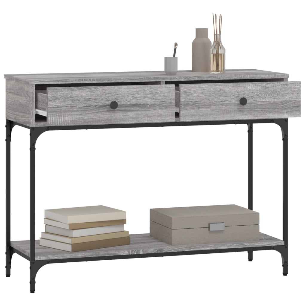 Tavolino Consolle Grigio Sonoma 100x34,5x75cm Legno Multistrato - homemem39