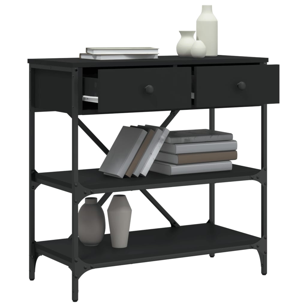 Tavolino Consolle Nero 75x34,5x75 cm in Legno Multistrato - homemem39