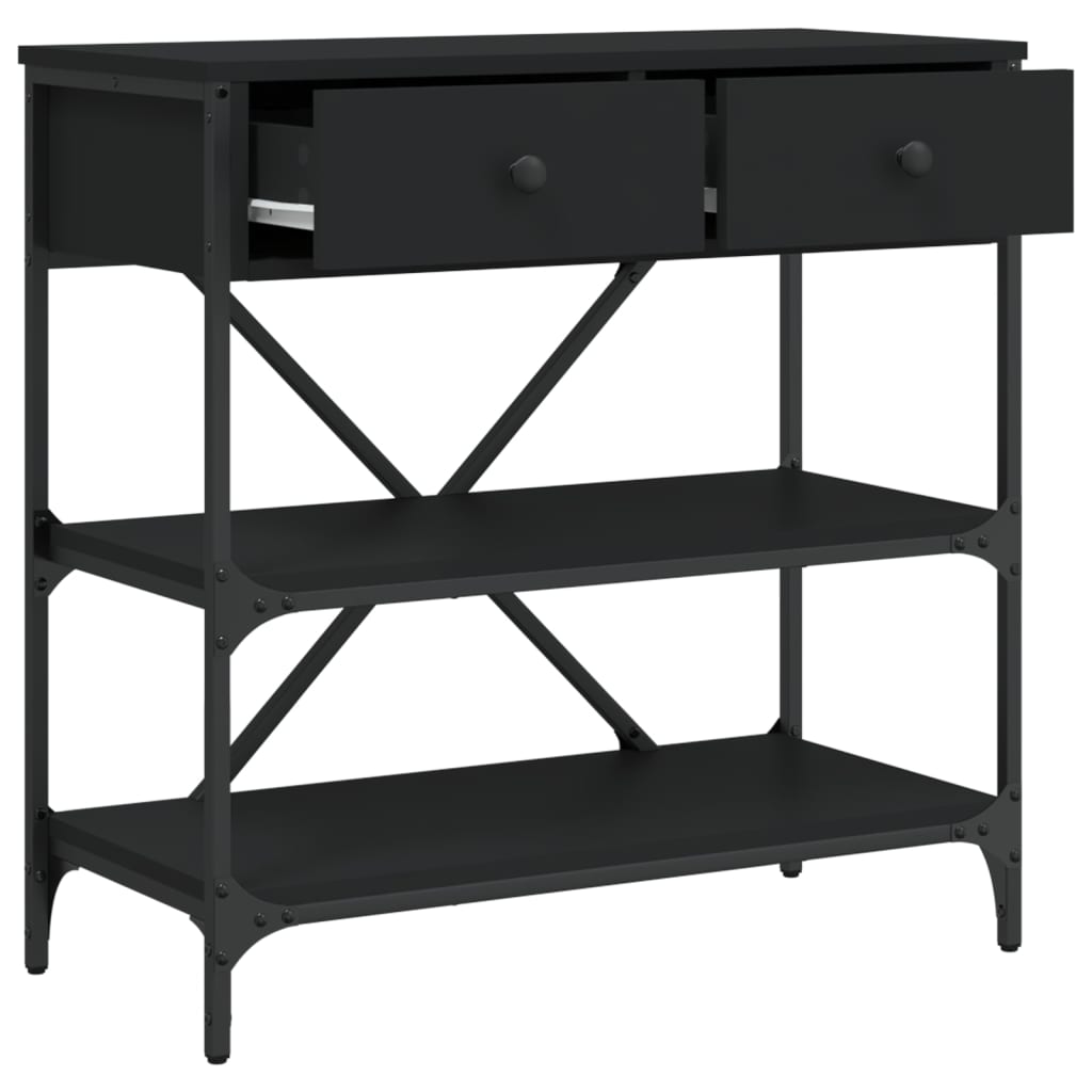 Tavolino Consolle Nero 75x34,5x75 cm in Legno Multistrato - homemem39