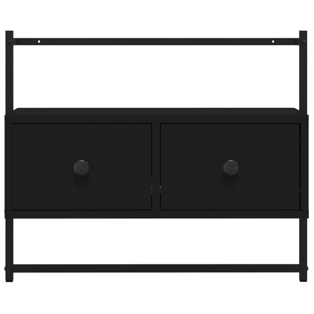 Mobile TV a Muro Nero 60,5x30x51 cm in Legno Multistrato - homemem39