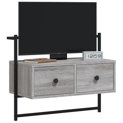 Mobile TV a Muro Grigio Sonoma 60,5x30x51 cm Legno Multistrato - homemem39