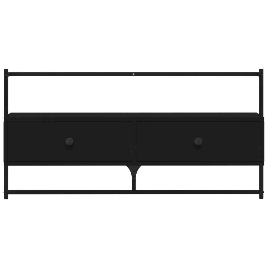 Mobile TV a Muro Nero 100,5x30x51 cm in Legno Multistrato - homemem39