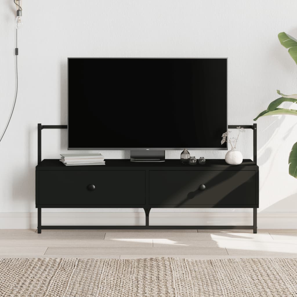 Mobile TV a Muro Nero 100,5x30x51 cm in Legno Multistrato - homemem39