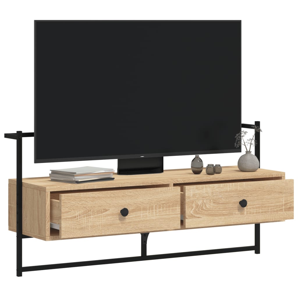 Mobile TV a Muro Rovere Sonoma 100,5x30x51 cm Legno Multistrato - homemem39