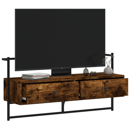 Mobile TV a Muro Rovere Fumo 100,5x30x51 cm Legno Multistrato - homemem39