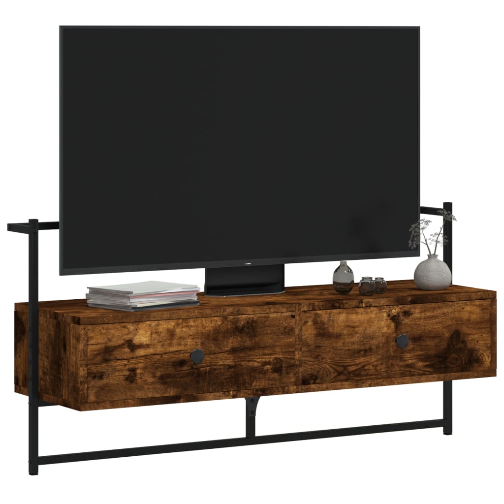 Mobile TV a Muro Rovere Fumo 100,5x30x51 cm Legno Multistrato - homemem39