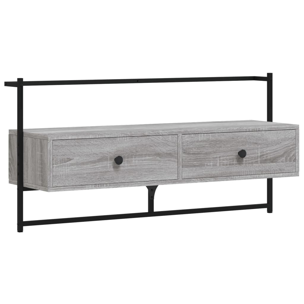 Mobile TV a Muro Grigio Sonoma 100,5x30x51 cm Legno Multistrato - homemem39