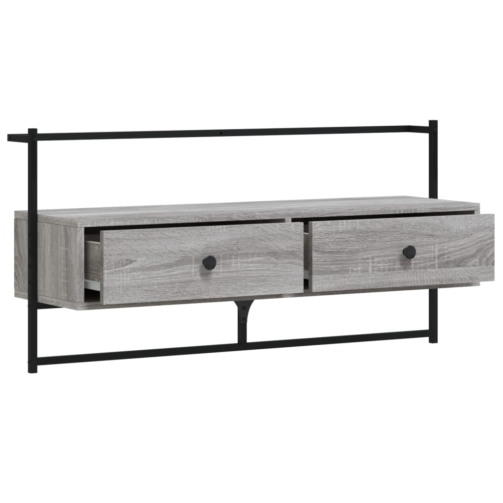 Mobile TV a Muro Grigio Sonoma 100,5x30x51 cm Legno Multistrato - homemem39