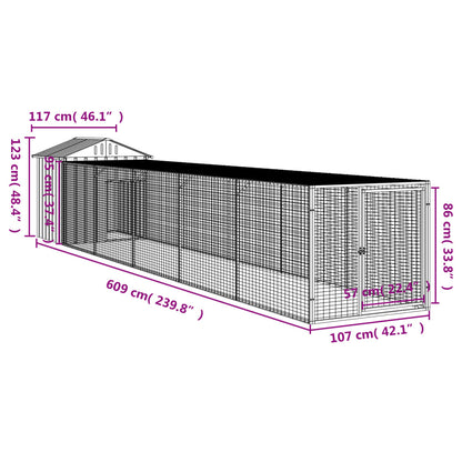 Pollaio Area Corsa Grigio Chiaro 117x609x123 cm Acciaio Zincato - homemem39